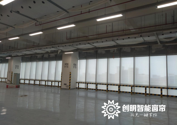 white Motorized curtains applied in Huawei Wuhan building