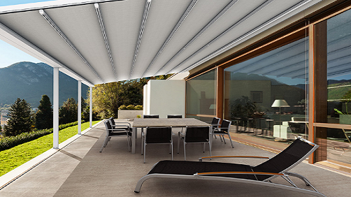 smart outdoor motorized pvc retractable pergola provides sun protected environment outside house