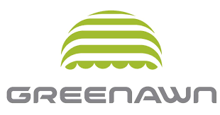 white green and grey logo with writting Greenawn